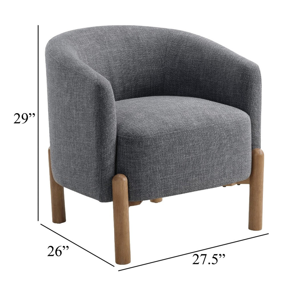 Diya Barrel Style Accent Chair | Gray Polyester | Light Brown Wood Legs