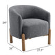 Diya Barrel Style Accent Chair | Gray Polyester | Light Brown Wood Legs