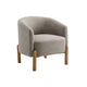 Diya Barrel Style Accent Chair | Taupe Gray Polyester | Brown Wood Legs