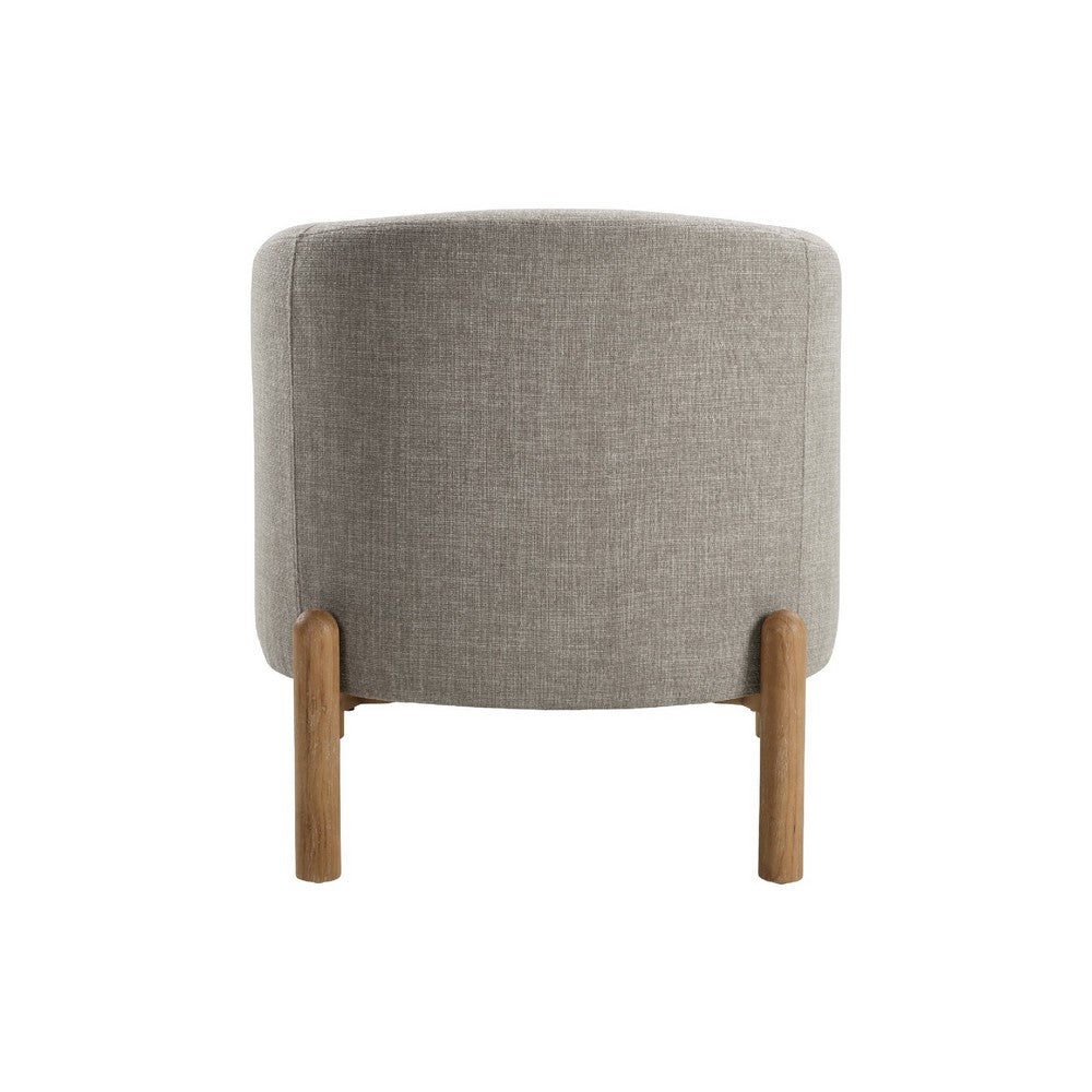 Diya Barrel Style Accent Chair | Taupe Gray Polyester | Brown Wood Legs