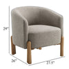 Diya Barrel Style Accent Chair | Taupe Gray Polyester | Brown Wood Legs