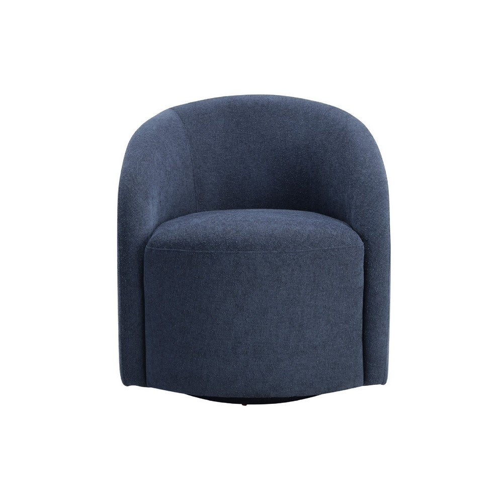 Saho Swivel Accent Chair | Barrel Style | Foam Padded | Modern Blue Boucle