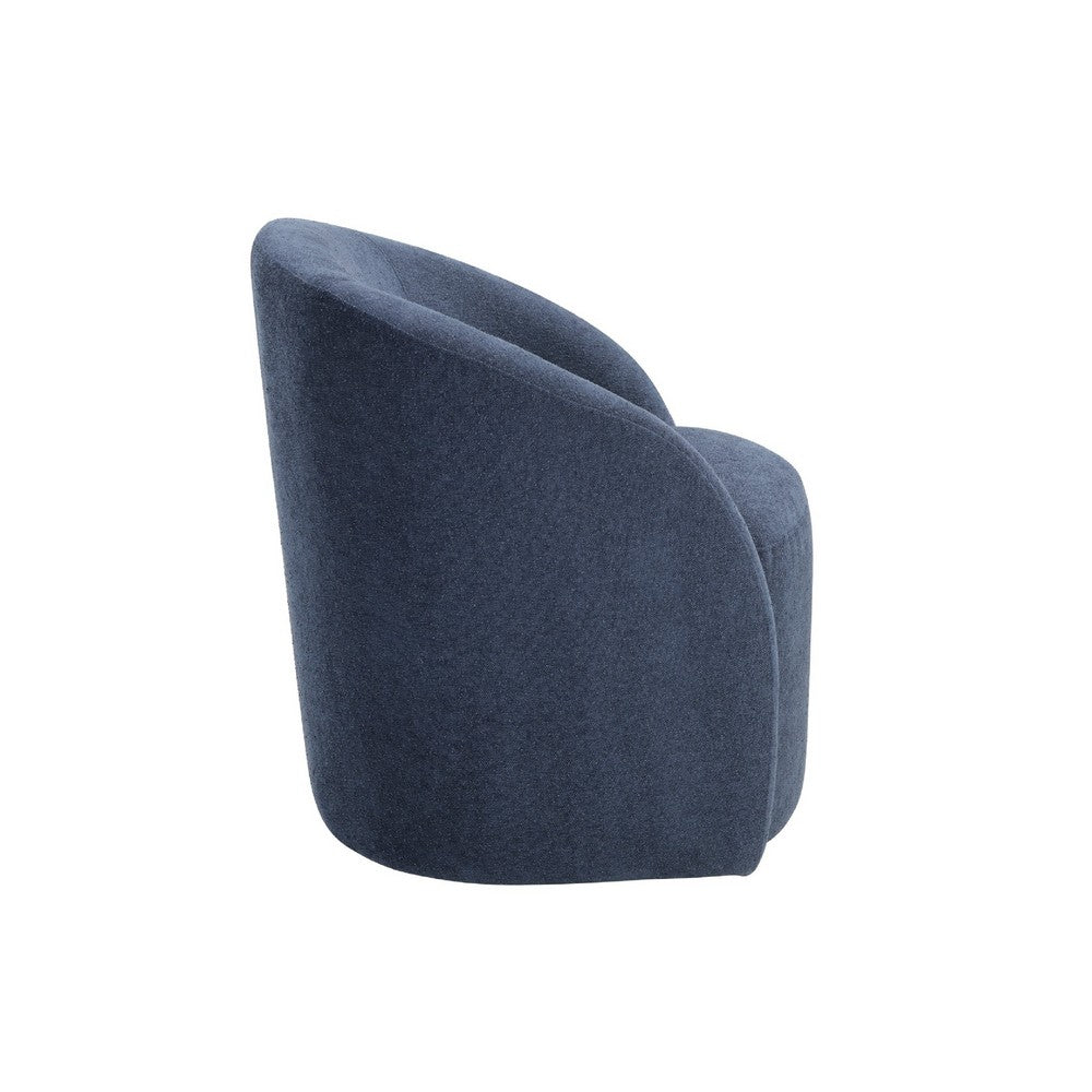 Saho Swivel Accent Chair | Barrel Style | Foam Padded | Modern Blue Boucle