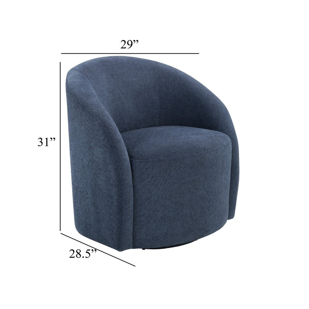Saho Swivel Accent Chair | Barrel Style | Foam Padded | Modern Blue Boucle
