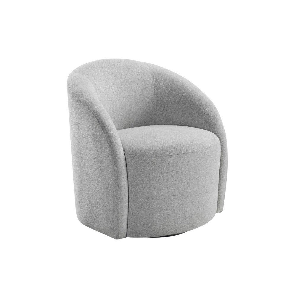 Saho Swivel Accent Chair | Barrel Style | Foam Padded | Light Gray Boucle