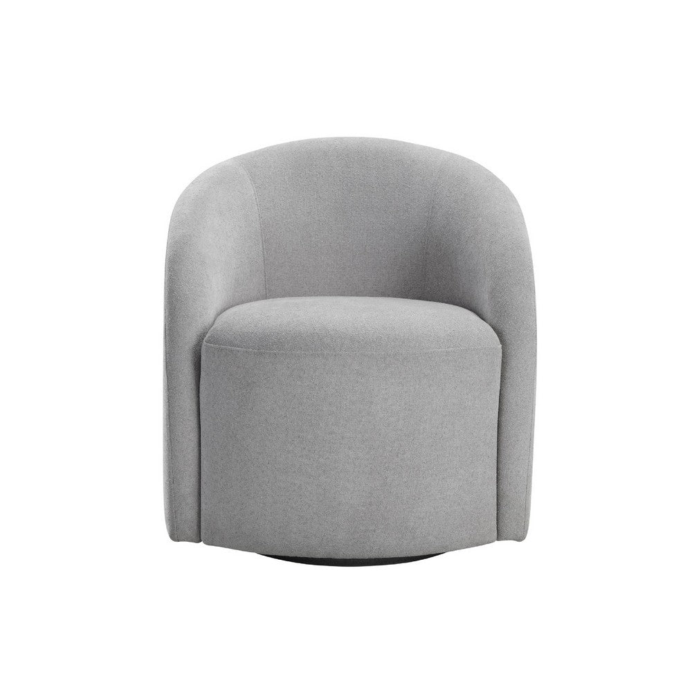 Saho Swivel Accent Chair | Barrel Style | Foam Padded | Light Gray Boucle