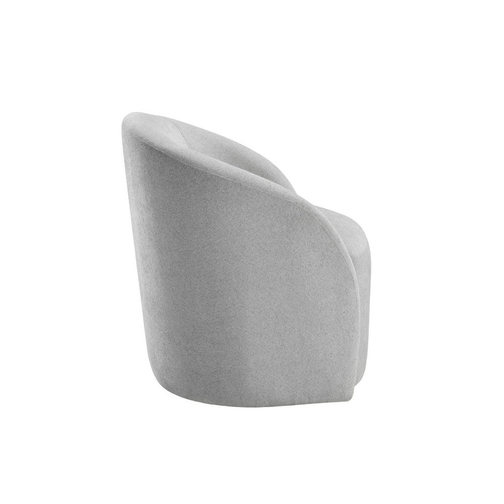 Saho Swivel Accent Chair | Barrel Style | Foam Padded | Light Gray Boucle