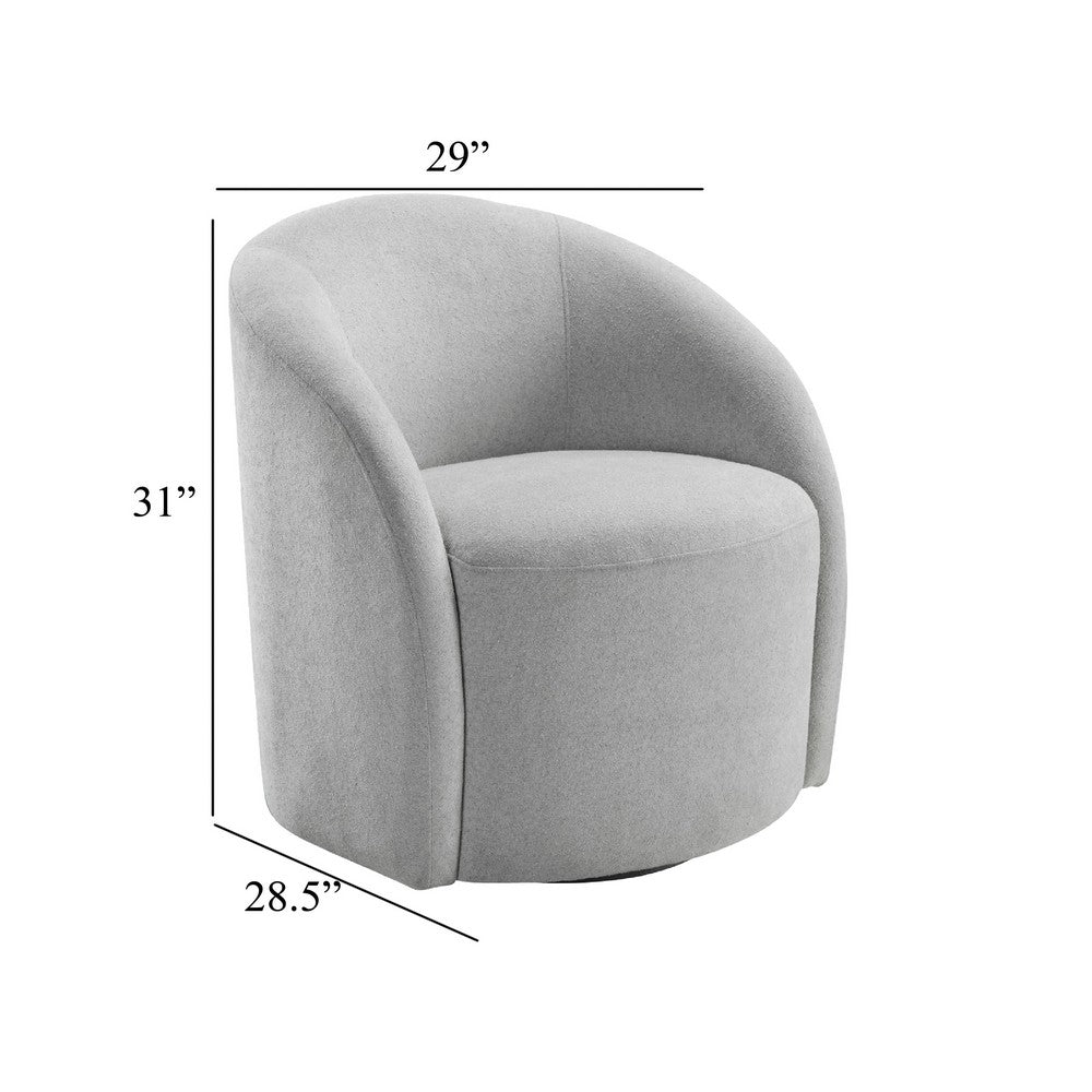 Saho Swivel Accent Chair | Barrel Style | Foam Padded | Light Gray Boucle