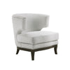 Elly Accent Chair | Barrel Back | Gray Boucle w Nailheads | Brown Wood