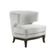 Elly Accent Chair | Barrel Back | Gray Boucle w Nailheads | Brown Wood