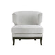 Elly Accent Chair | Barrel Back | Gray Boucle w Nailheads | Brown Wood