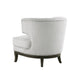 Elly Accent Chair | Barrel Back | Gray Boucle w Nailheads | Brown Wood