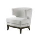 Elly Accent Chair | Barrel Back | Gray Boucle w Nailheads | Brown Wood