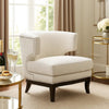 Elly Accent Chair | Barrel Back | Gray Boucle w Nailheads | Brown Wood