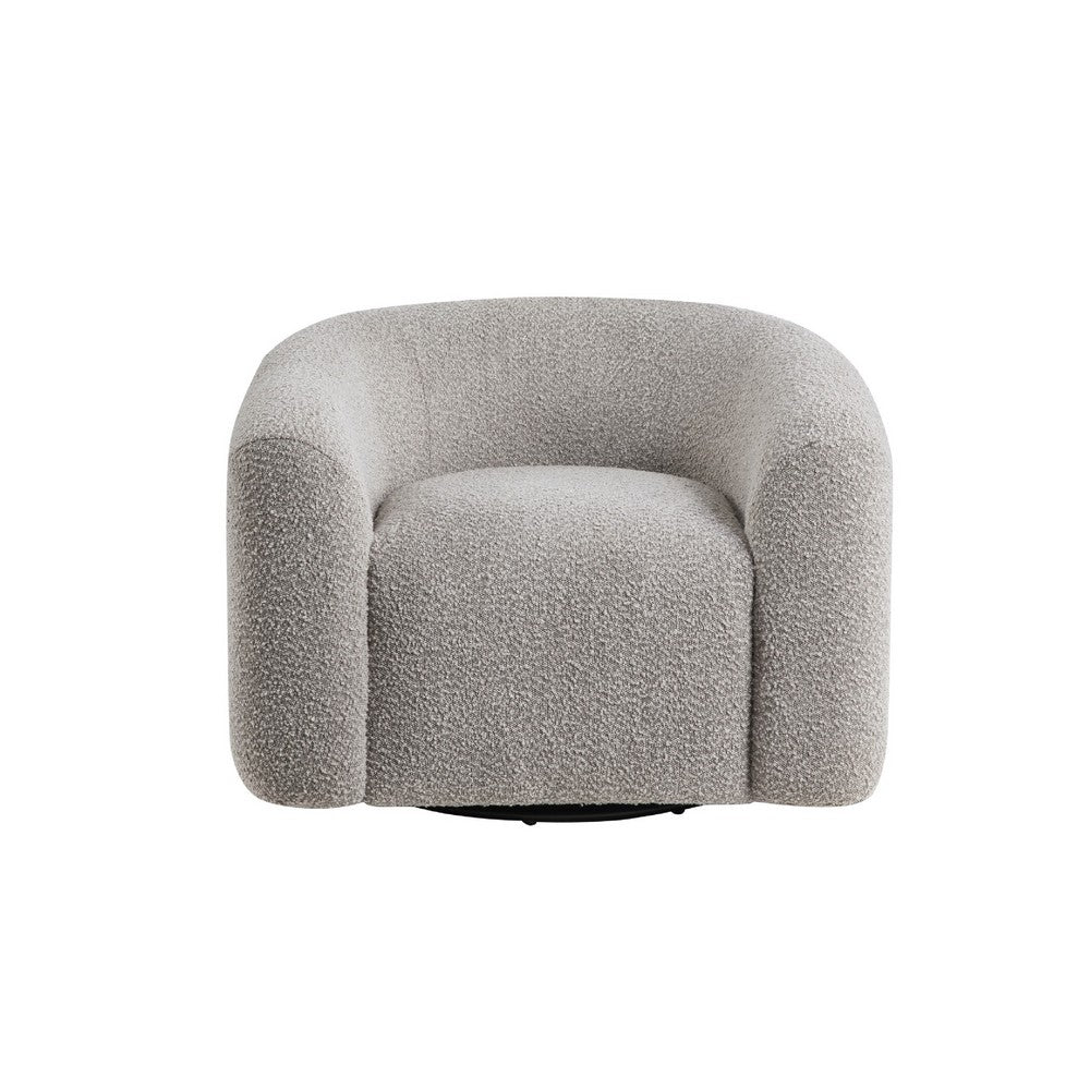 Dera Swivel Accent Chair | Sculpted Barrel Back | Foam Fill | Gray Boucle