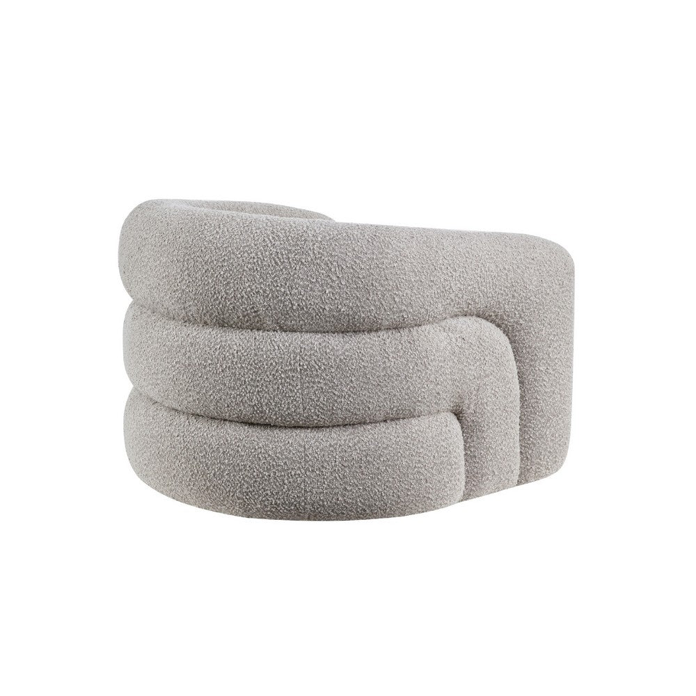 Dera Swivel Accent Chair | Sculpted Barrel Back | Foam Fill | Gray Boucle