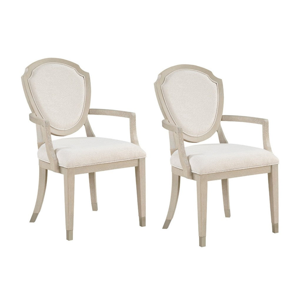 Olto Dining Armchair | Ivory Chenille | Light Oak Brown Wood | Dipped Legs