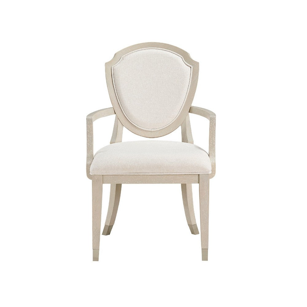 Olto Dining Armchair | Ivory Chenille | Light Oak Brown Wood | Dipped Legs