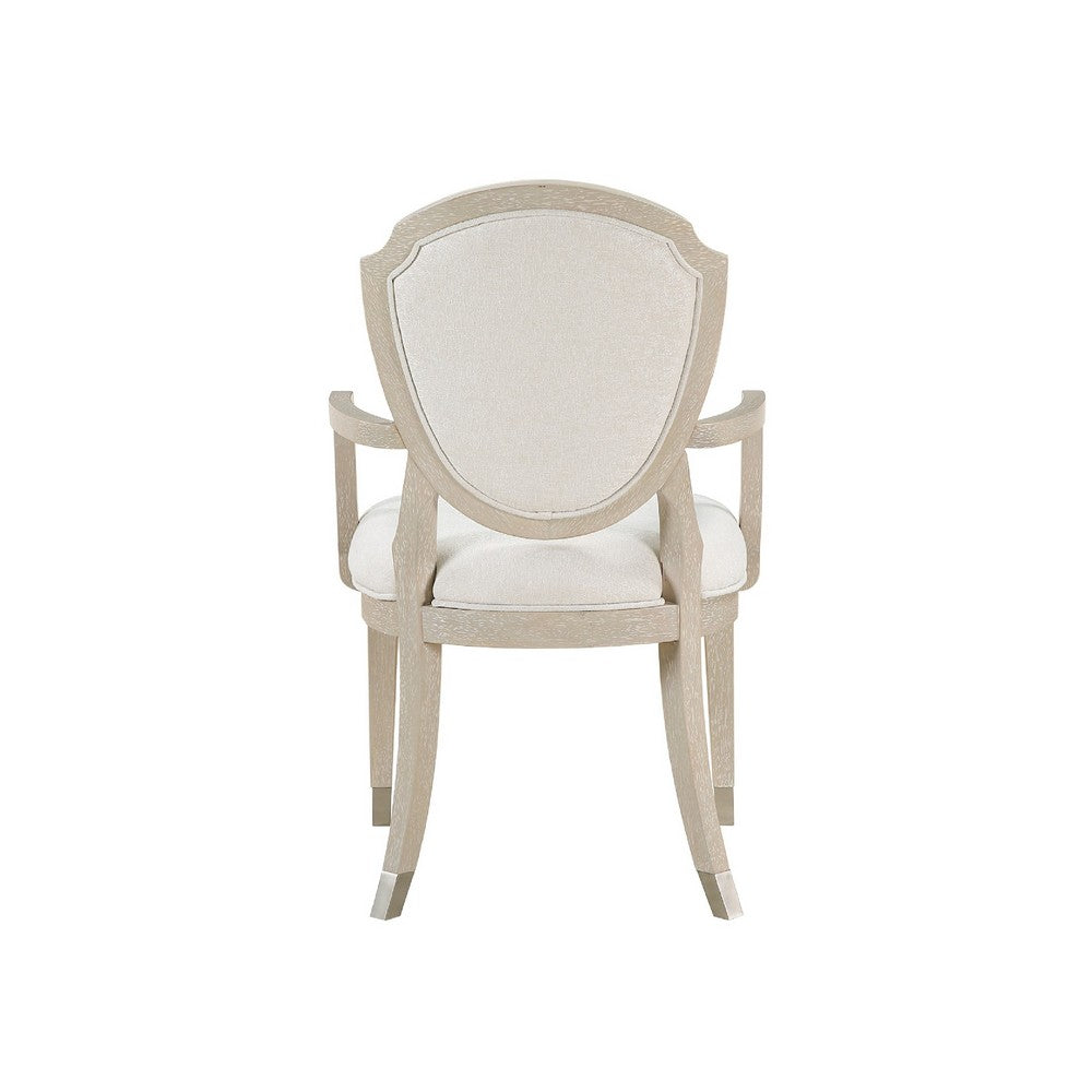 Olto Dining Armchair | Ivory Chenille | Light Oak Brown Wood | Dipped Legs