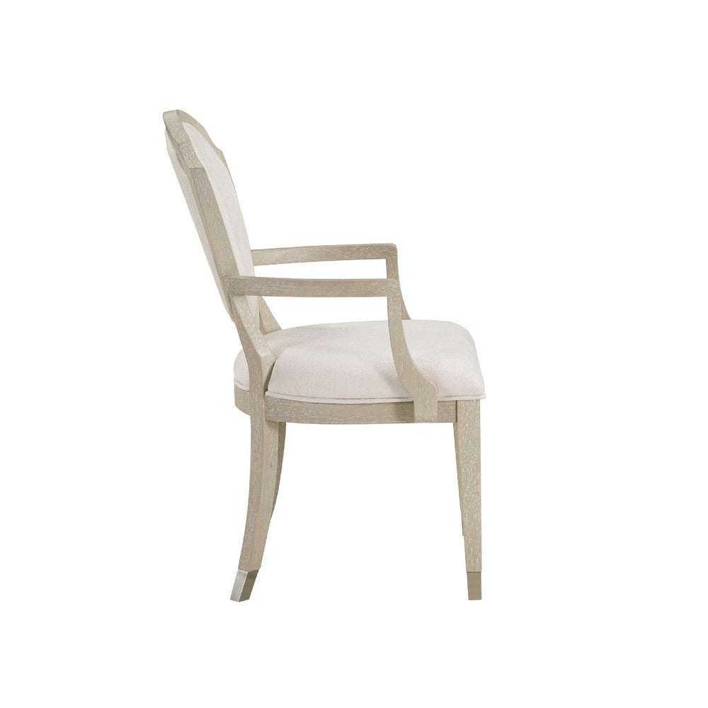 Olto Dining Armchair | Ivory Chenille | Light Oak Brown Wood | Dipped Legs