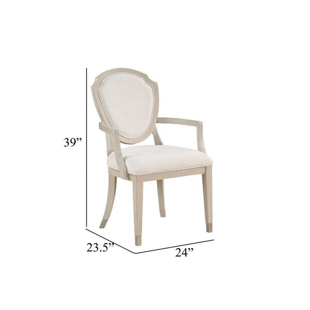 Olto Dining Armchair | Ivory Chenille | Light Oak Brown Wood | Dipped Legs