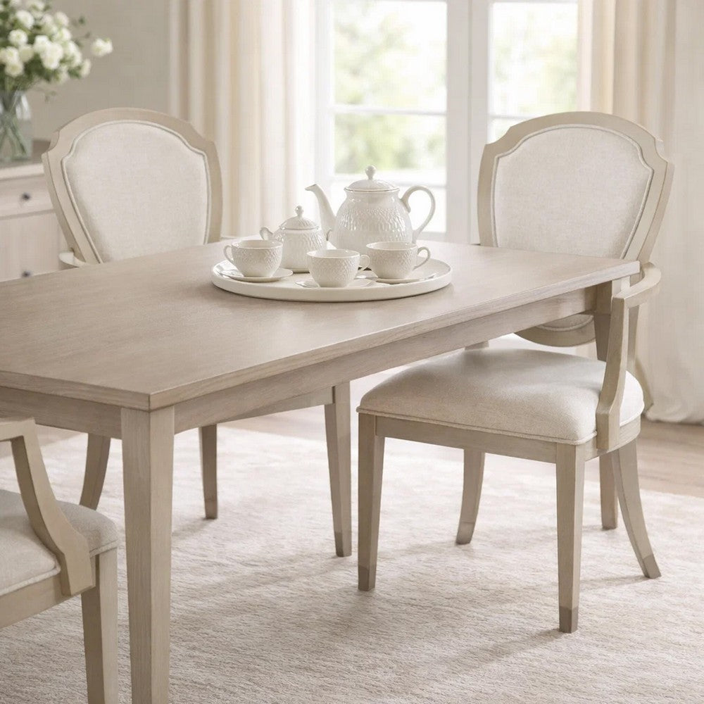 Olto Dining Armchair | Ivory Chenille | Light Oak Brown Wood | Dipped Legs