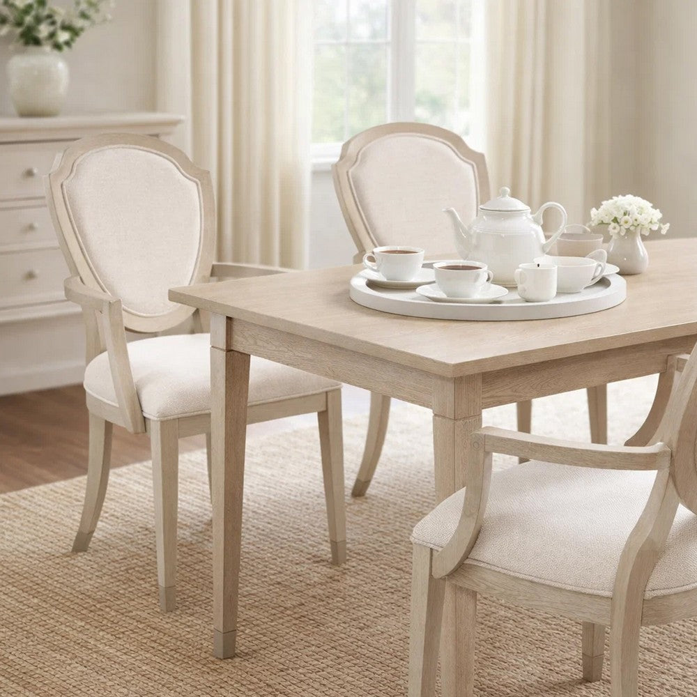 Olto Dining Armchair | Ivory Chenille | Light Oak Brown Wood | Dipped Legs