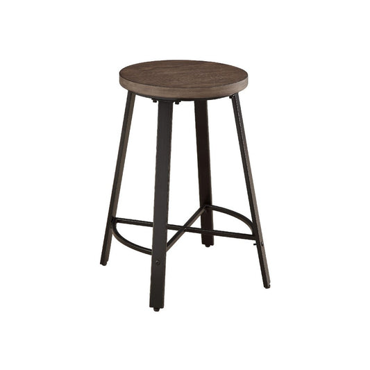 Reya Counter Height Stool Set of 2 | Burnished Brown Wood | Gray Metal
