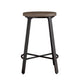 Reya Counter Height Stool Set of 2 | Burnished Brown Wood | Gray Metal