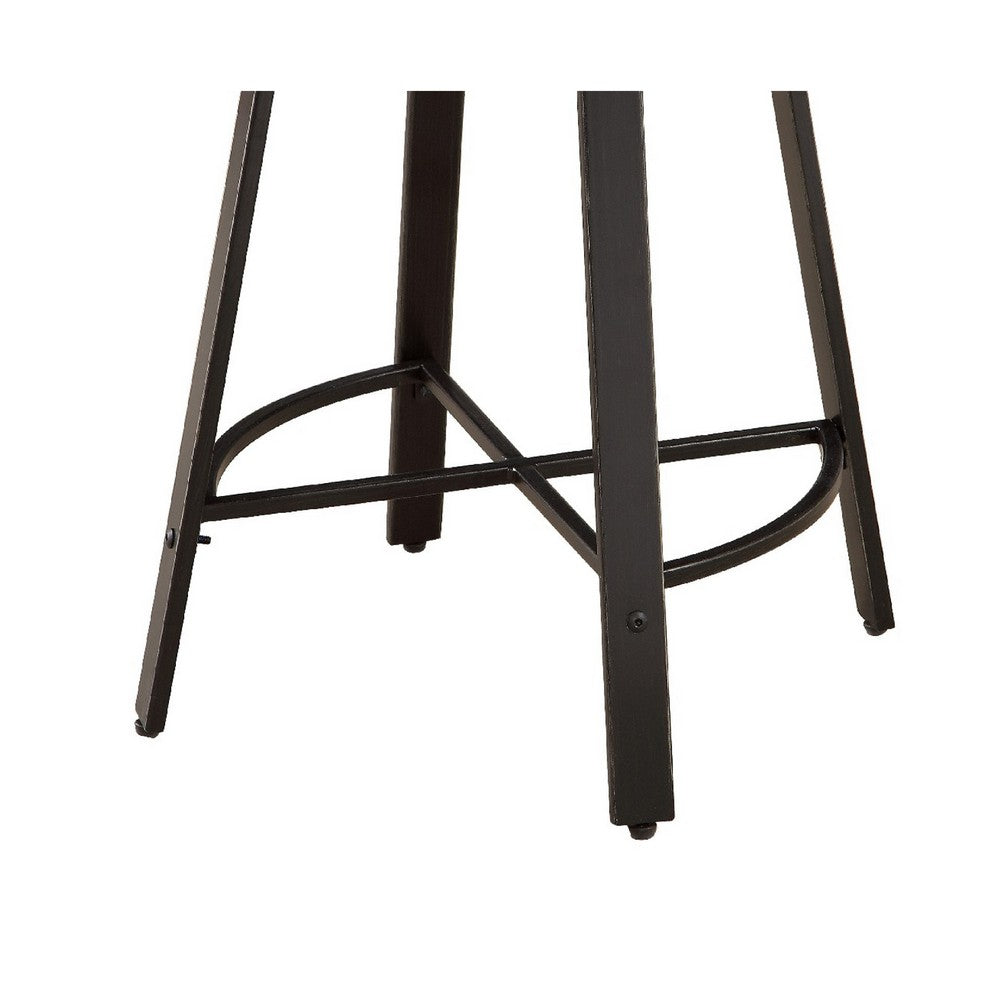 Reya Counter Height Stool Set of 2 | Burnished Brown Wood | Gray Metal