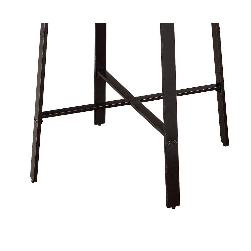 Reya Counter Height Table | 36" Round Brown Wood Top | Gray Metal