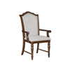 Feva Dining Armchair Set of 2 | Scallop Back | Gray Polyester | Cherry Brown