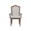 Feva Dining Armchair Set of 2 | Scallop Back | Gray Polyester | Cherry Brown