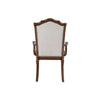 Feva Dining Armchair Set of 2 | Scallop Back | Gray Polyester | Cherry Brown