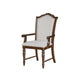 Feva Dining Armchair Set of 2 | Scallop Back | Gray Polyester | Cherry Brown