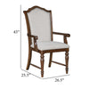 Feva Dining Armchair Set of 2 | Scallop Back | Gray Polyester | Cherry Brown