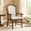 Feva Dining Armchair Set of 2 | Scallop Back | Gray Polyester | Cherry Brown