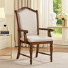 Feva Dining Armchair Set of 2 | Scallop Back | Gray Polyester | Cherry Brown