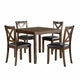 Gimi 5pc Dining Table Set | 4 X Back Faux Leather Chairs | Charcoal Brown