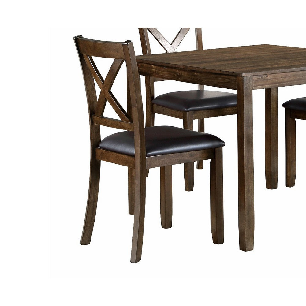 Gimi 5pc Dining Table Set | 4 X Back Faux Leather Chairs | Charcoal Brown
