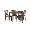 Nova 5pc Square Dining Table Set | 4 Slat Back Faux Leather Chairs | Brown