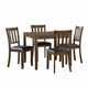 Nova 5pc Square Dining Table Set | 4 Slat Back Faux Leather Chairs | Brown