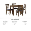 Nova 5pc Square Dining Table Set | 4 Slat Back Faux Leather Chairs | Brown