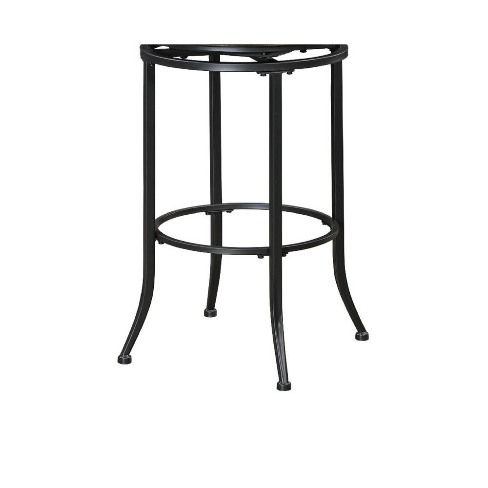 Nira Swivel Bar Height Chair | Brown Faux Leather | Wood Back | Black Metal