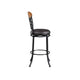 Soni Swivel Bar Height Chair | Scroll Back | Faux Leather | Black Metal