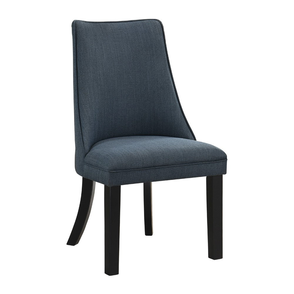 Keya Dining Side Chair Set of 2 | Wingback | Blue Gray Polyester | Brown Wood