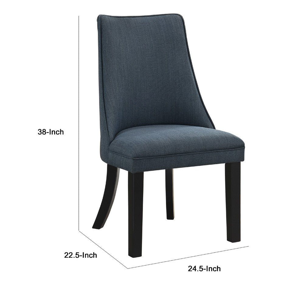 Keya Dining Side Chair Set of 2 | Wingback | Blue Gray Polyester | Brown Wood