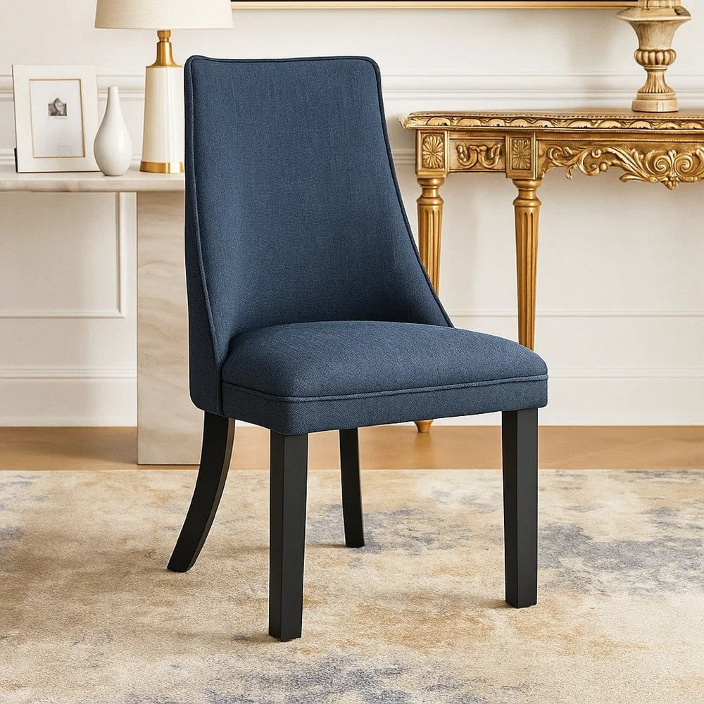 Keya Dining Side Chair Set of 2 | Wingback | Blue Gray Polyester | Brown Wood