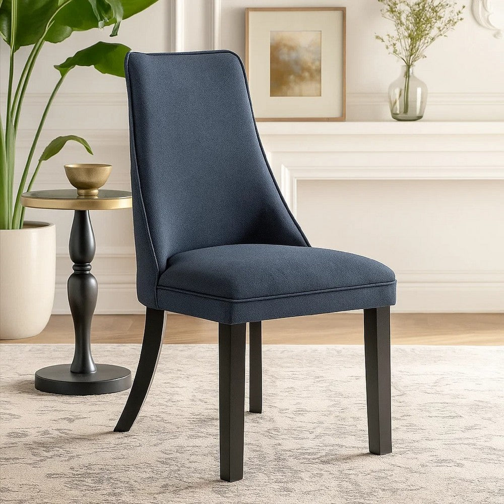 Keya Dining Side Chair Set of 2 | Wingback | Blue Gray Polyester | Brown Wood