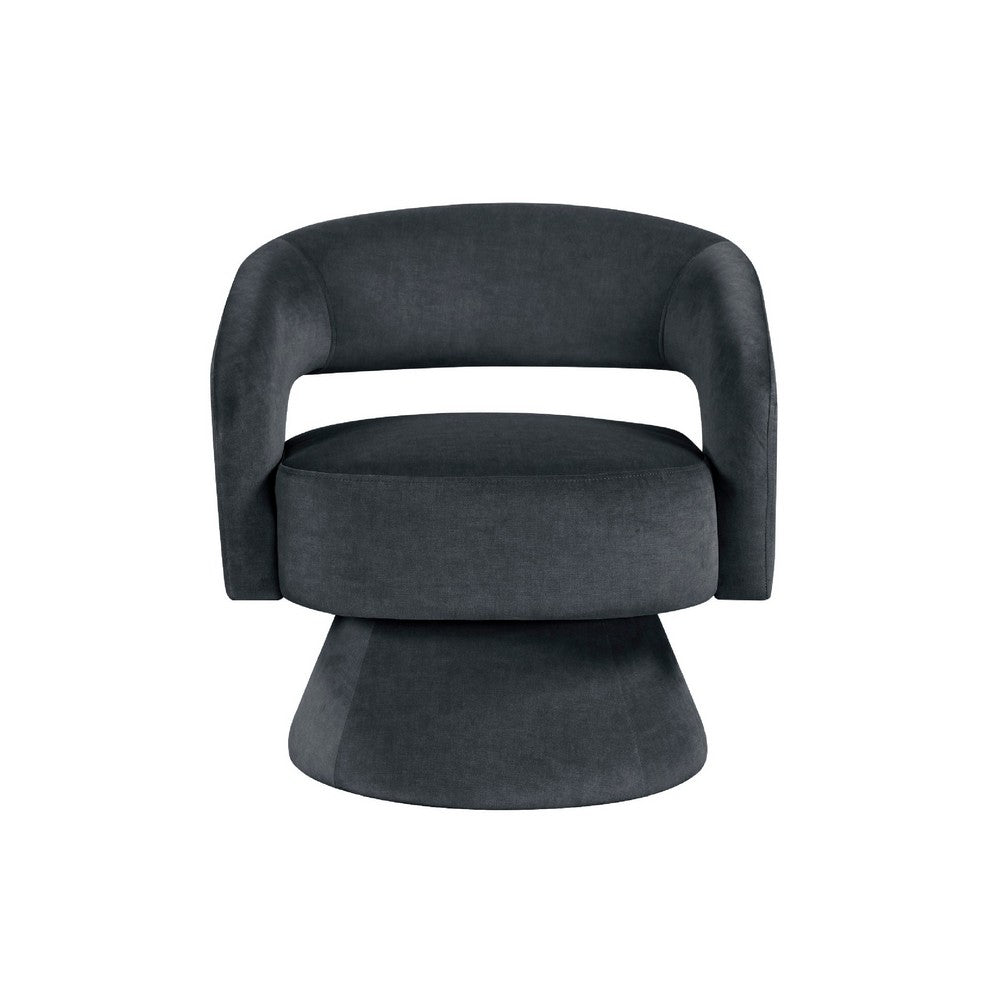 Lessa Swivel Accent Chair | Barrel Style | Foam Padded | Dark Gray Velvet
